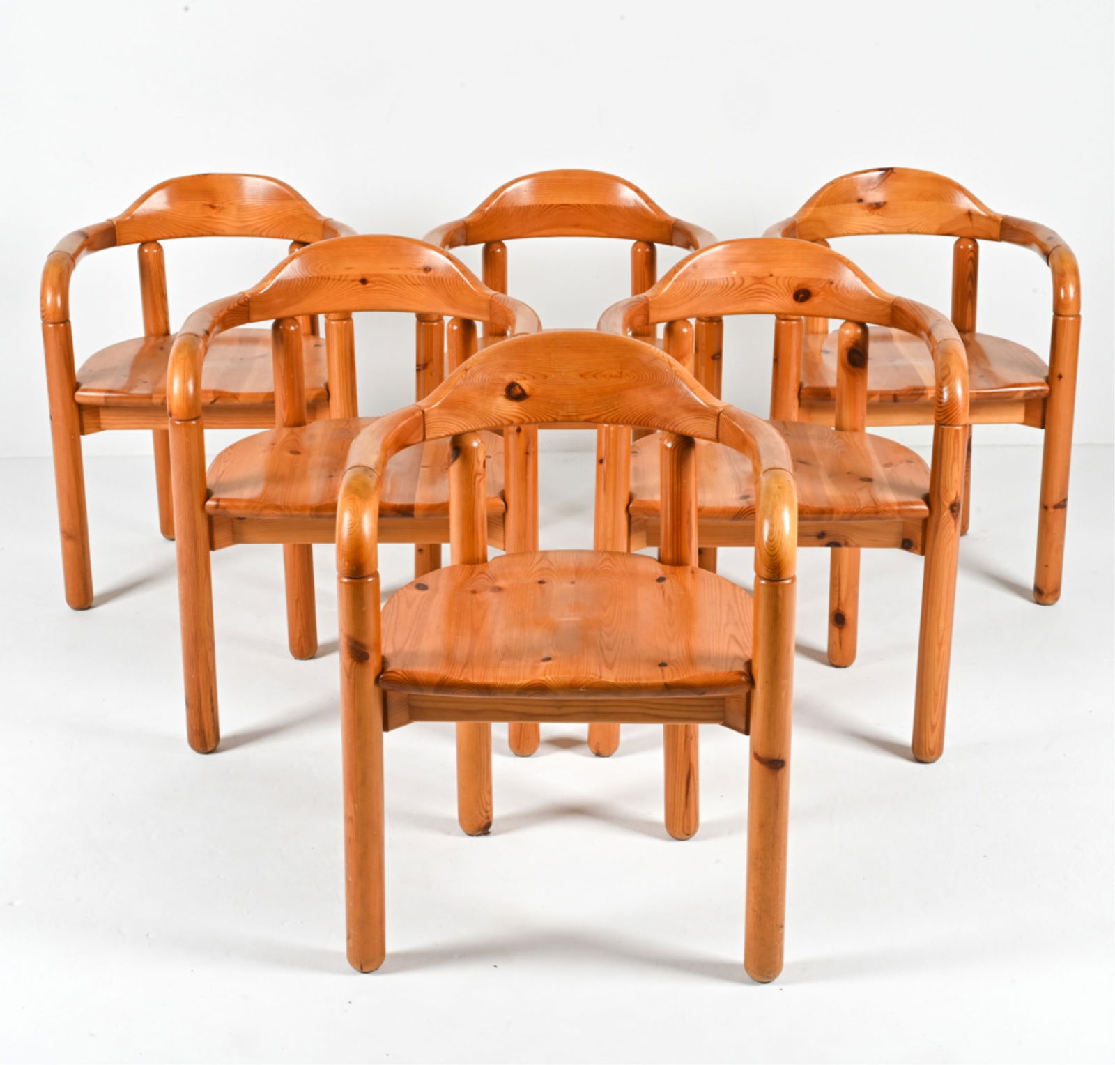 (6) MANNER OF RAINER DAUMILLER PINE DINING CHAIRS (1 of 18)