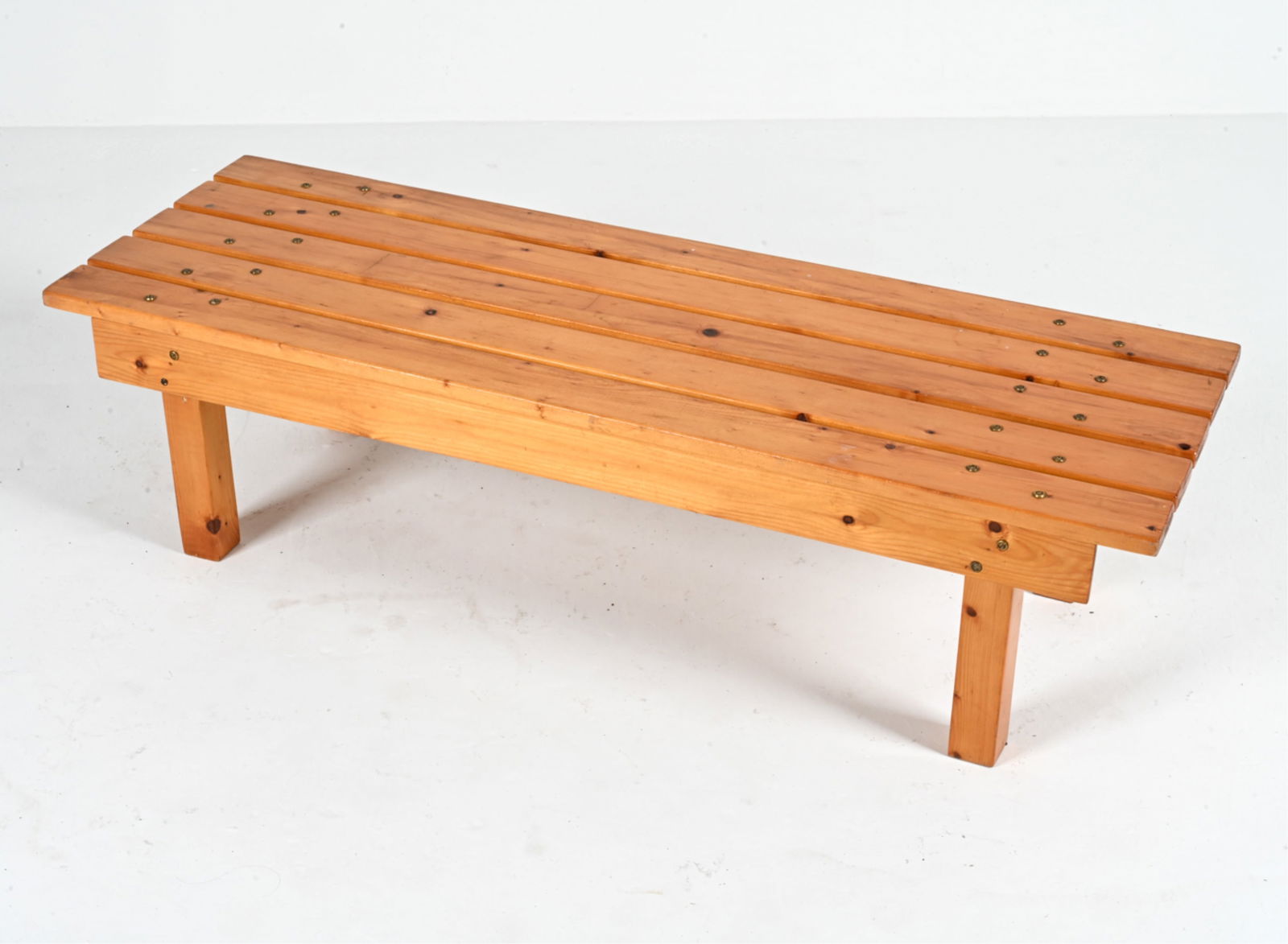 SWEDISH RECLAIMED PINE SLATTED COFFEE TABLE BENCH (1 of 14)