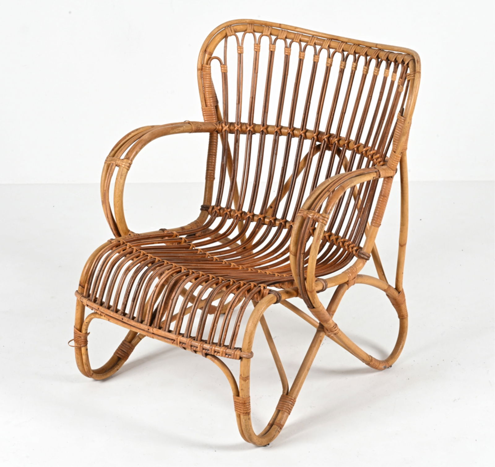 DUTCH BAMBOO RATTAN ARMCHAIR, 1950'S (1 of 17)