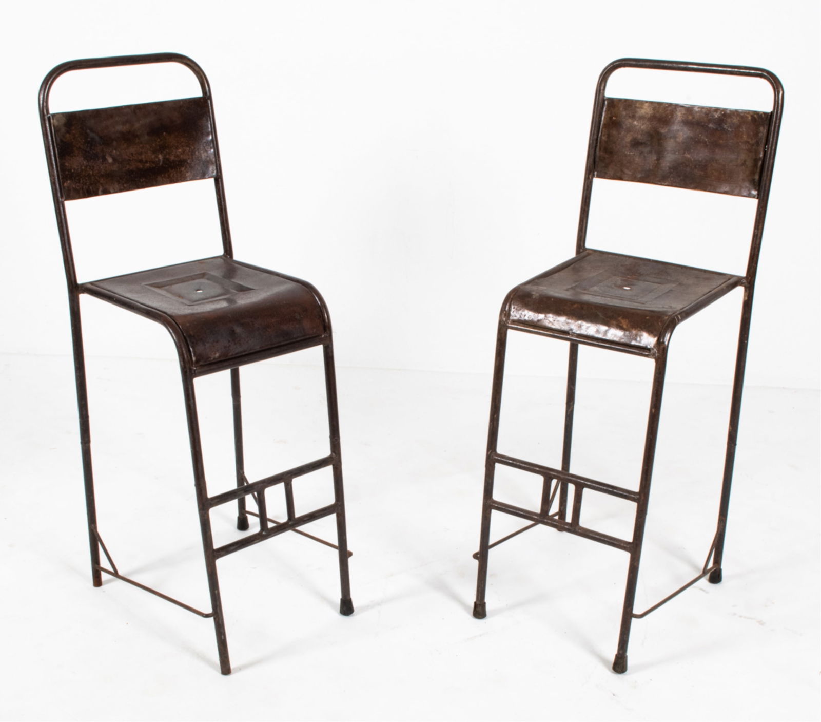 PAIR OF 20TH C. INDUSTRIAL STEEL BARSTOOLS (1 of 16)