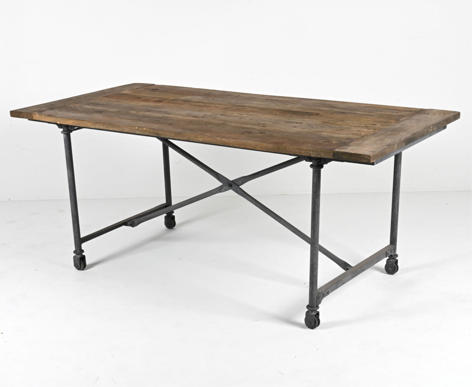 INDUSTRIAL RECLAIMED WOOD DINING TABLE ON CASTERS (1 of 18)