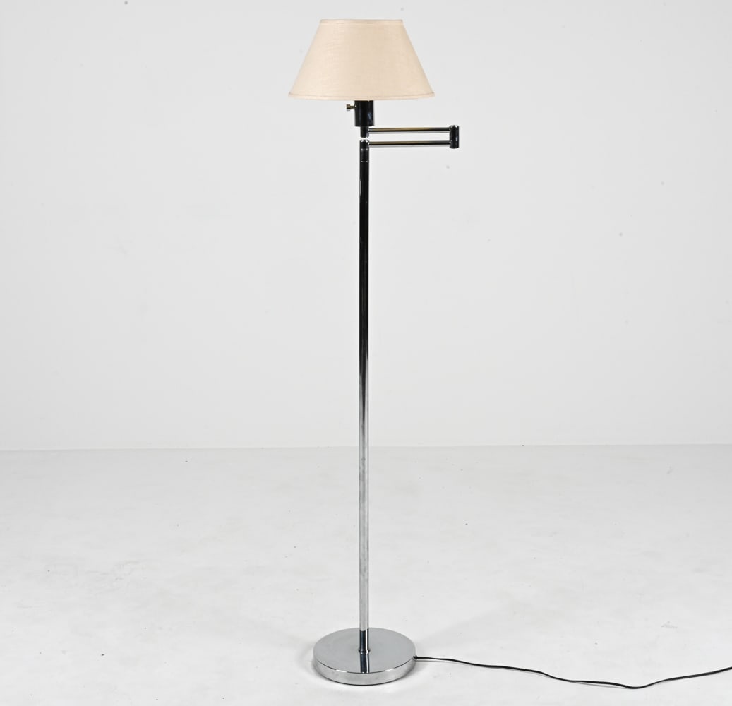 J. MENDIZABAL CHROME SWING-ARM FLOOR LAMP (1 of 18)
