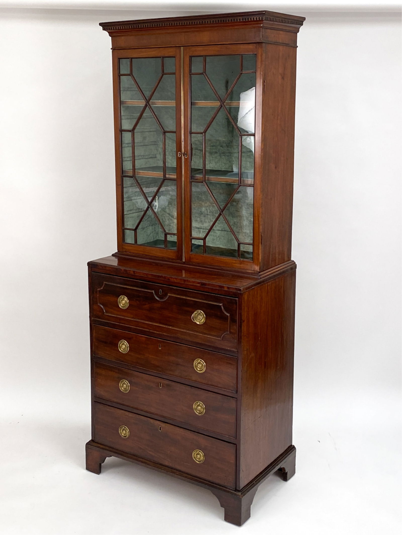 MAHOGANY TWO-PIECE GEORGIAN SECRETARY BOOKCASE (1 of 13)