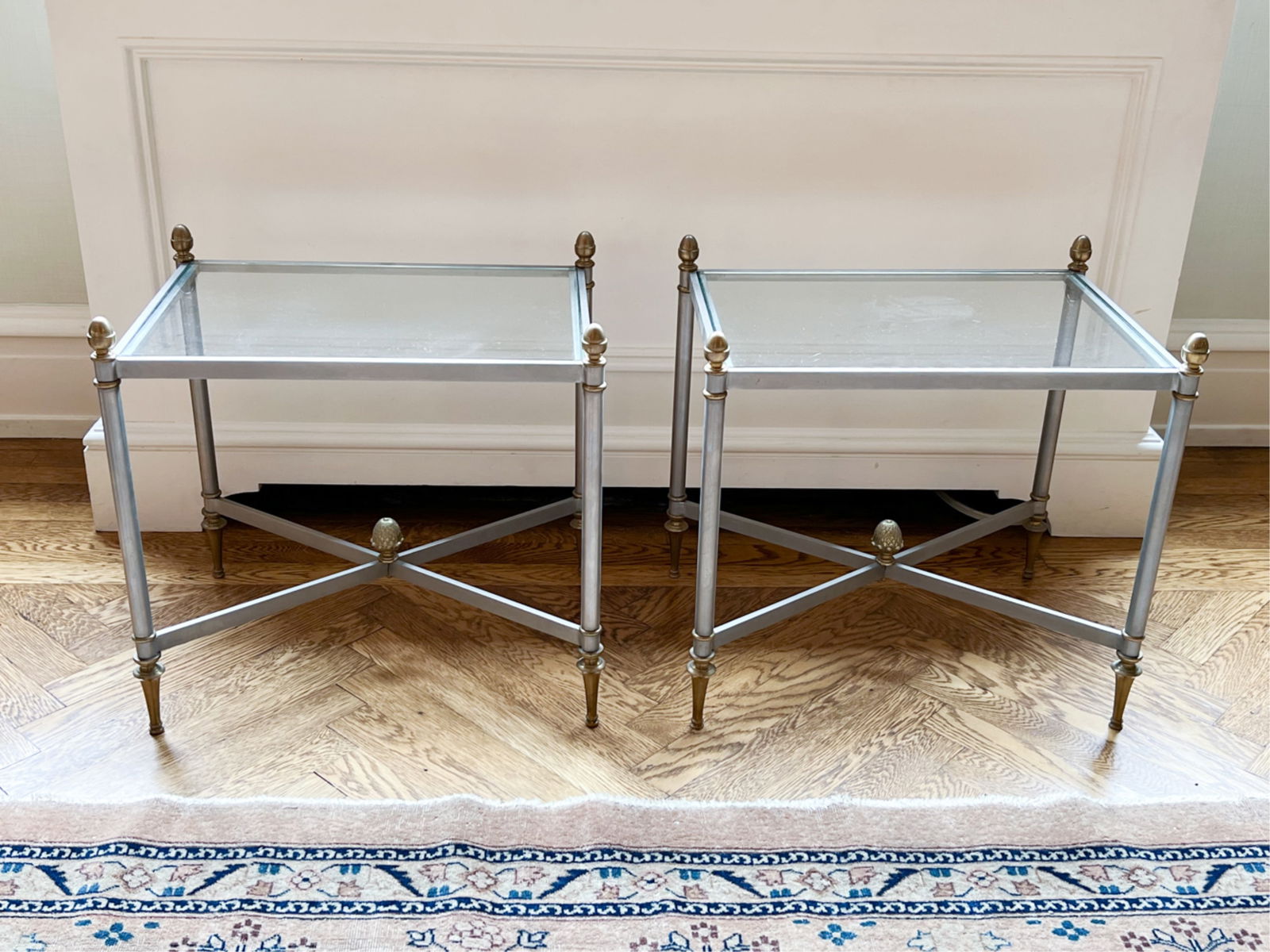 PAIR OF MID-CENTURY GLASS TOP SIDE TABLES (1 of 12)