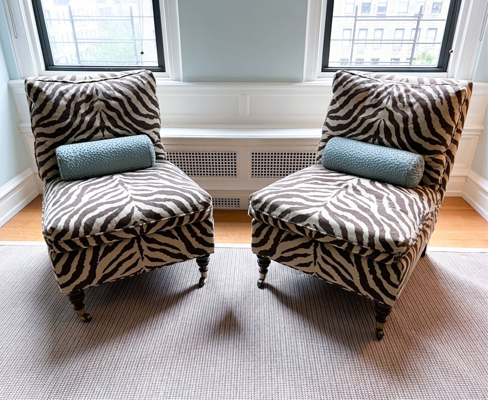 Pair Of Custom Zebra Print Slipper Chairs Auction