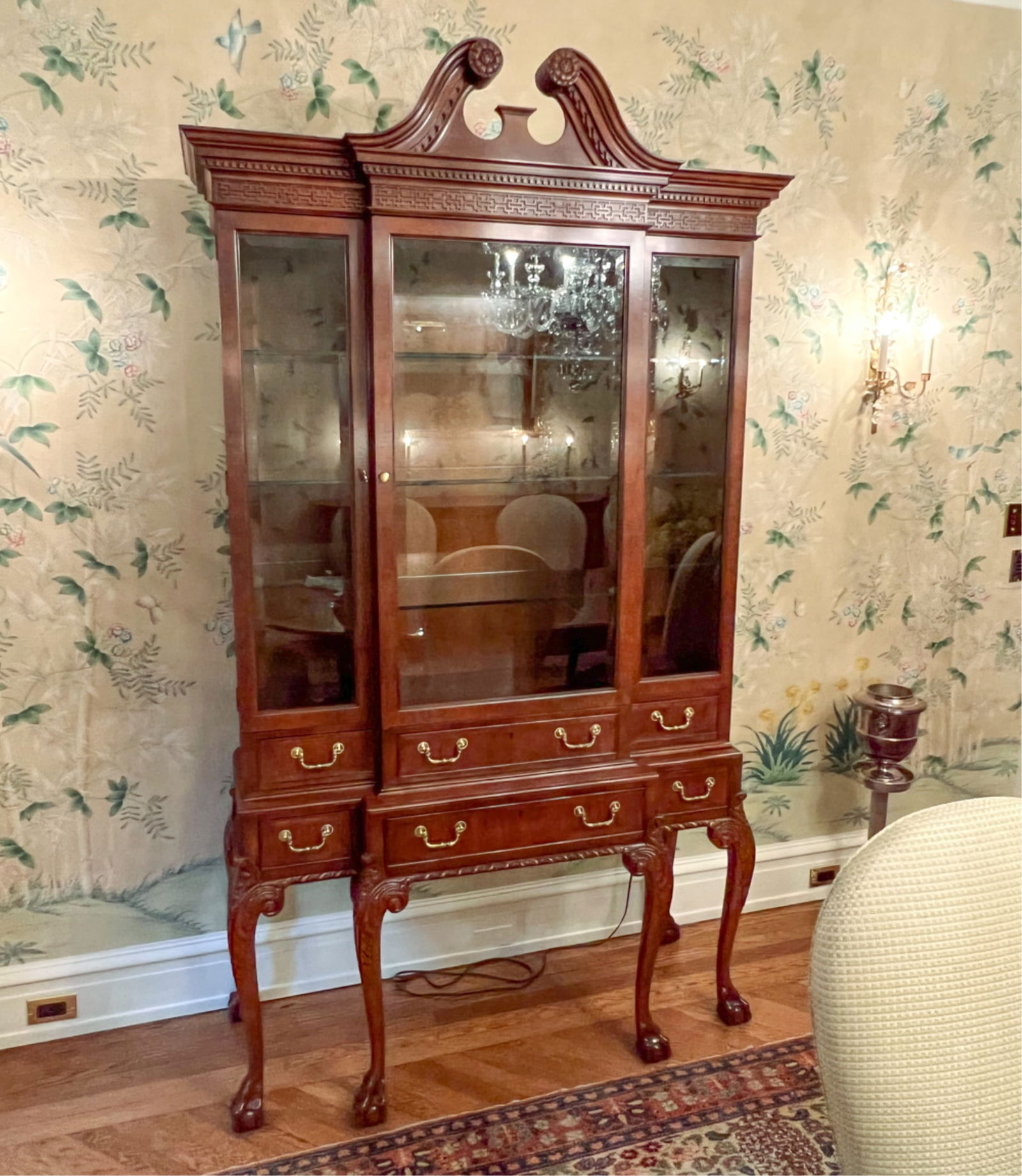 ATTR. BAKER BALL & CLAW FOOT STEPBACK CABINET (1 of 10)