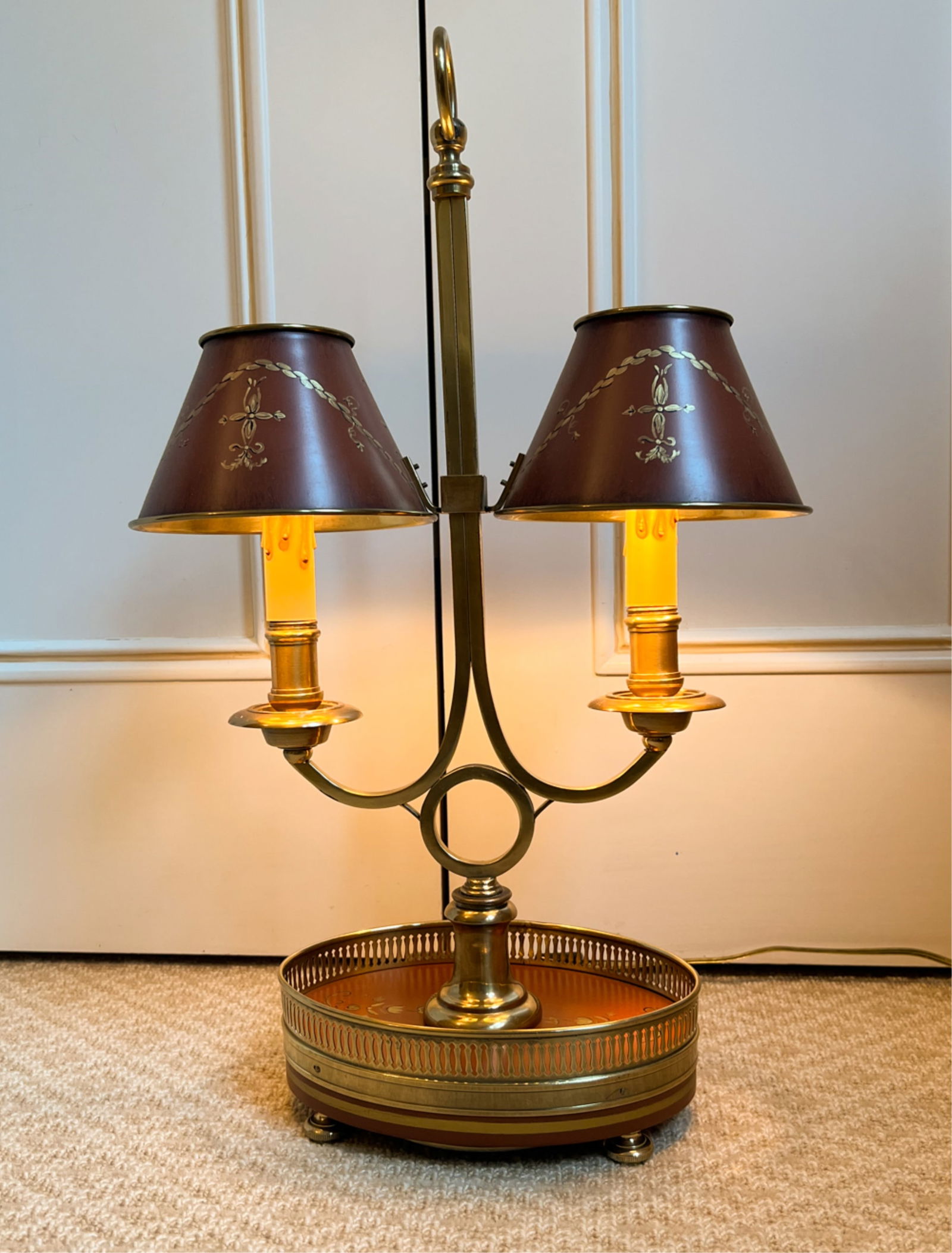 FRENCH TOLE & BRASS BOUILLOTTE LAMP (1 of 13)