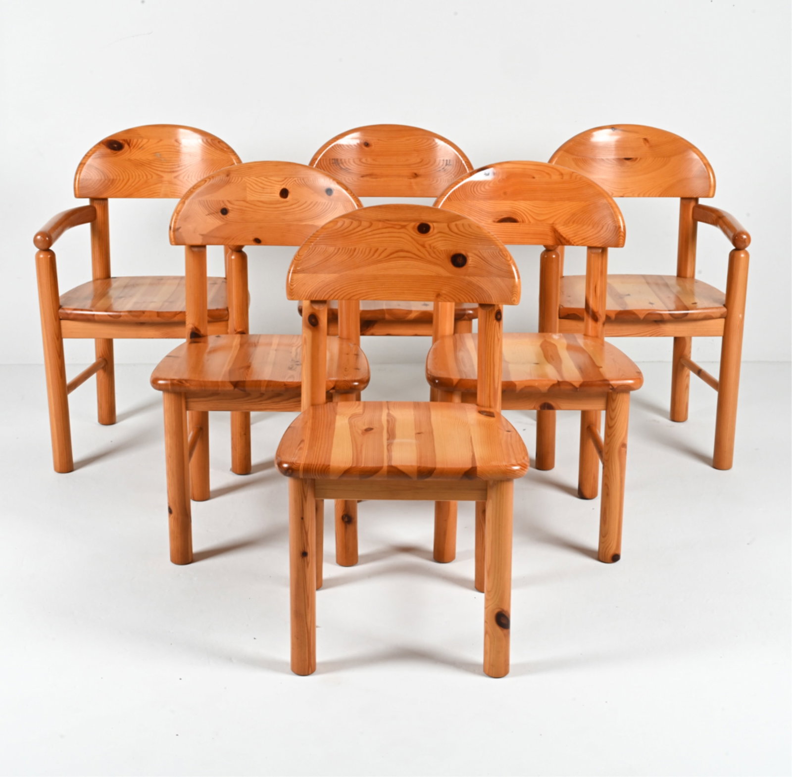 (6) MANNER OF RAINER DAUMILLER PINE DINING CHAIRS (1 of 18)