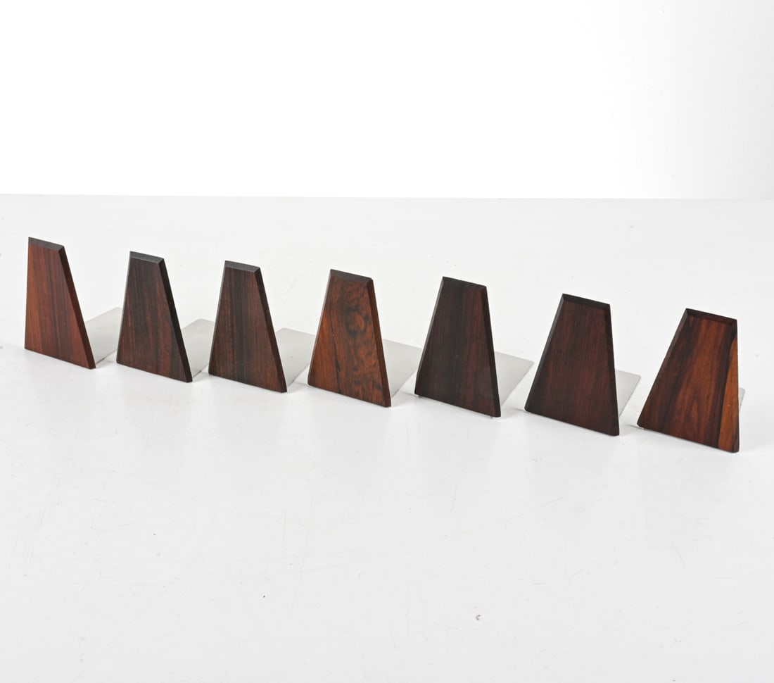 (7) POUL CADOVIUS FOR CADO ROSEWOOD BOOKENDS: Dimensions: H 5.25" x W 3.75" x D 5.25" Condition: In excellent vintage condition; showing very few signs of wear. G119