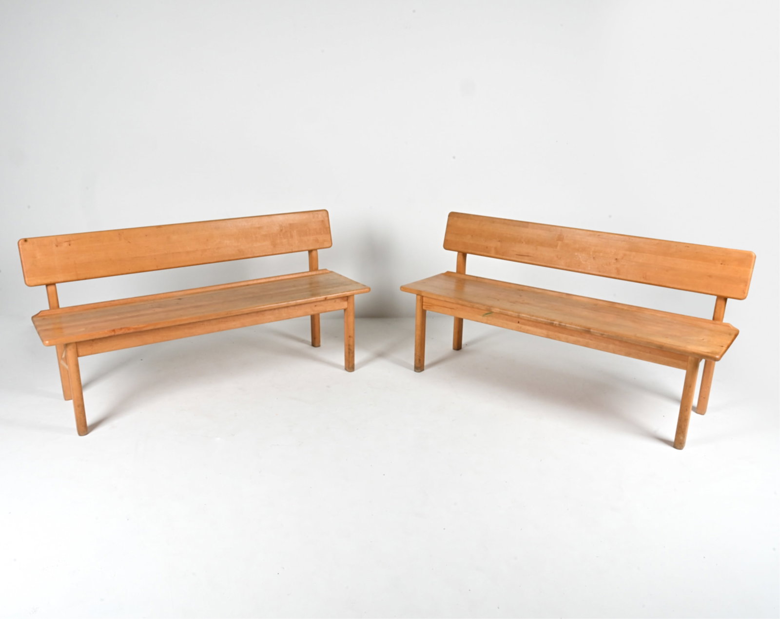 PAIR OF SWEDISH MODERN SCHOOLHOUSE STORAGE BENCHES (1 of 18)