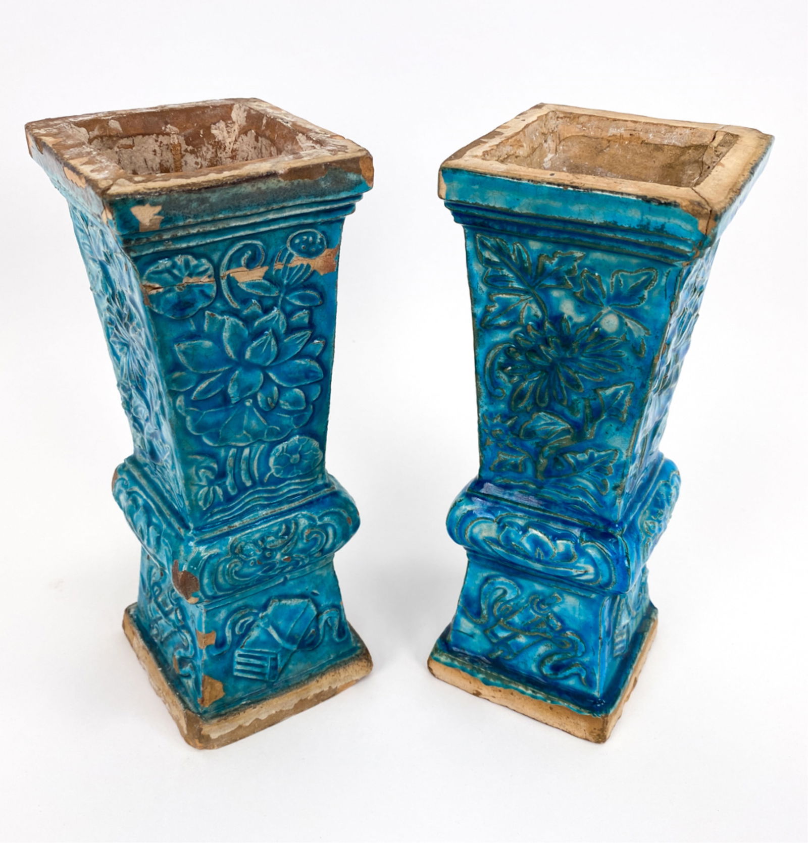 PAIR CHINESE POTTERY HAT STANDS OR VASES (1 of 14)