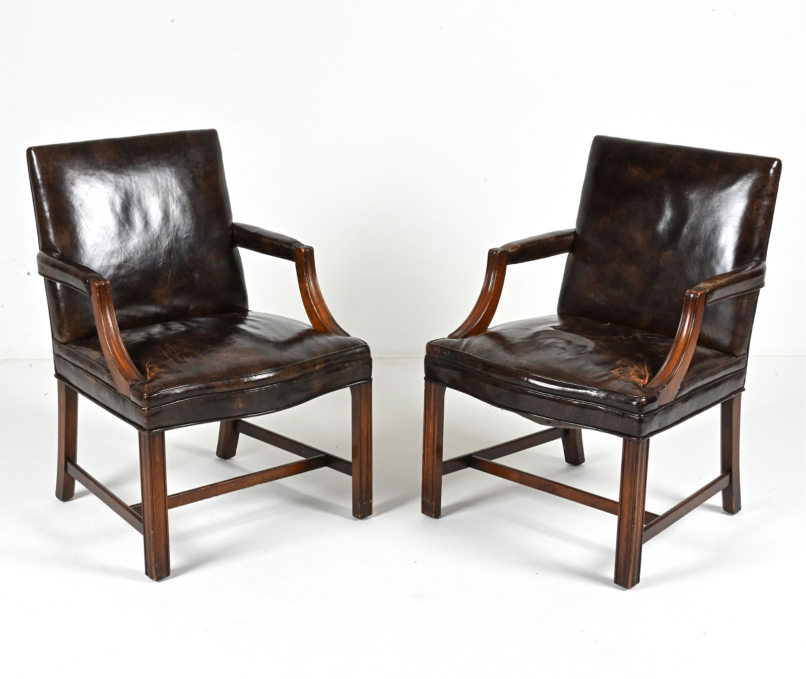 PAIR OF ENGLISH LEATHER LIBRARY CHAIRS (1 of 18)