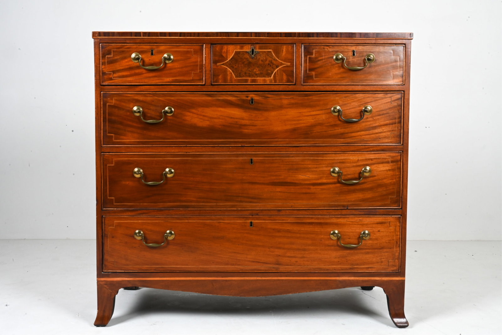 EARLY 19TH C. BURL-INLAID CHEST OF DRAWERS (1 of 20)