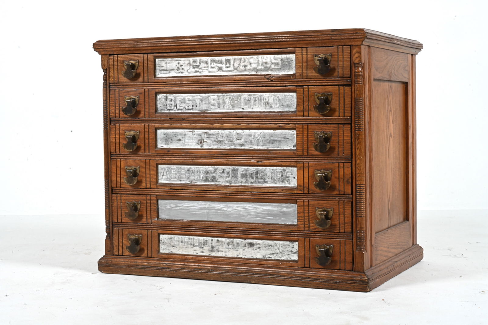 ANTIQUE OAK STORE DISPLAY SPOOL CABINET (1 of 17)