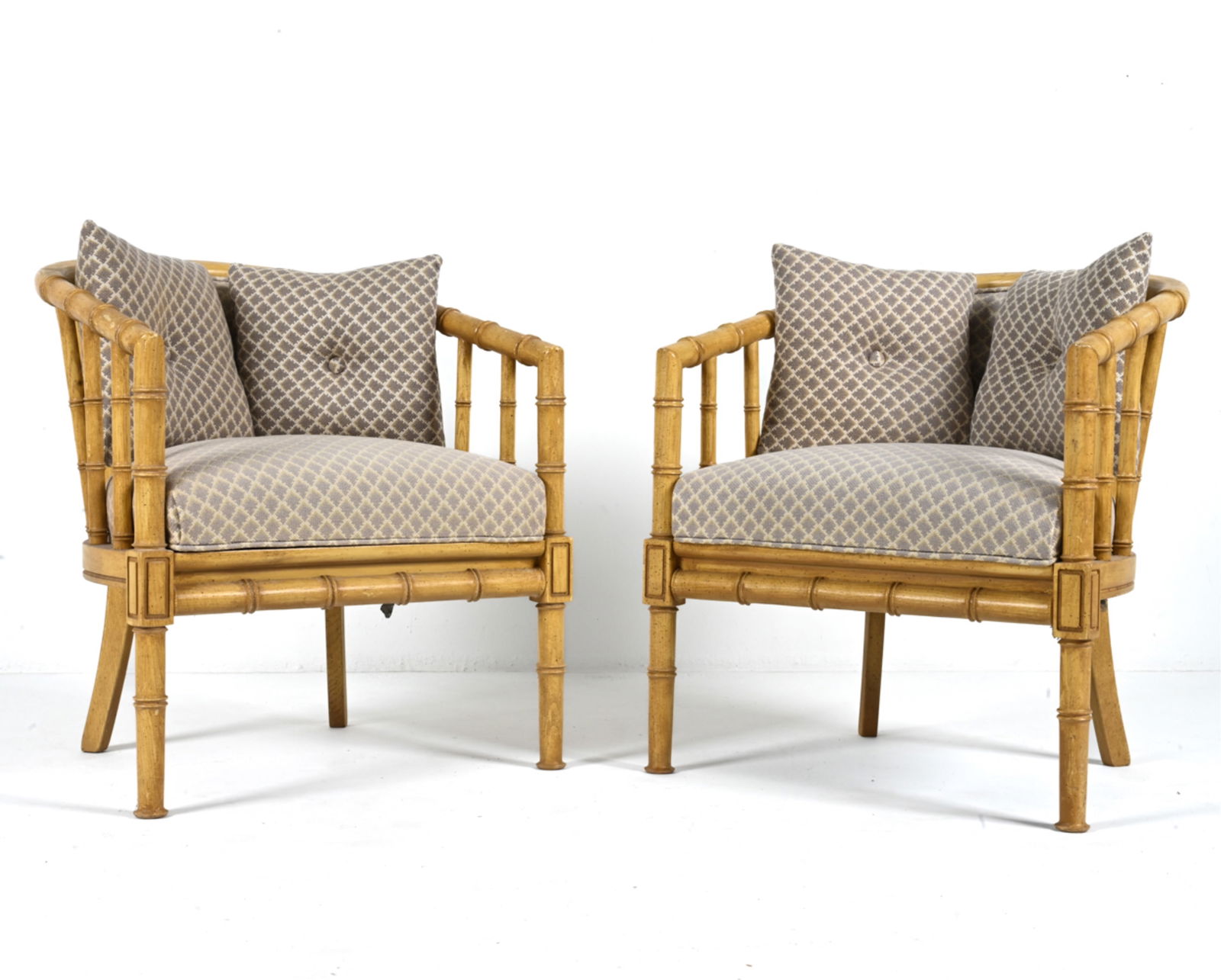 PAIR OF PAINT DECORATED FAUX-BAMBOO ARMCHAIRS (1 of 17)