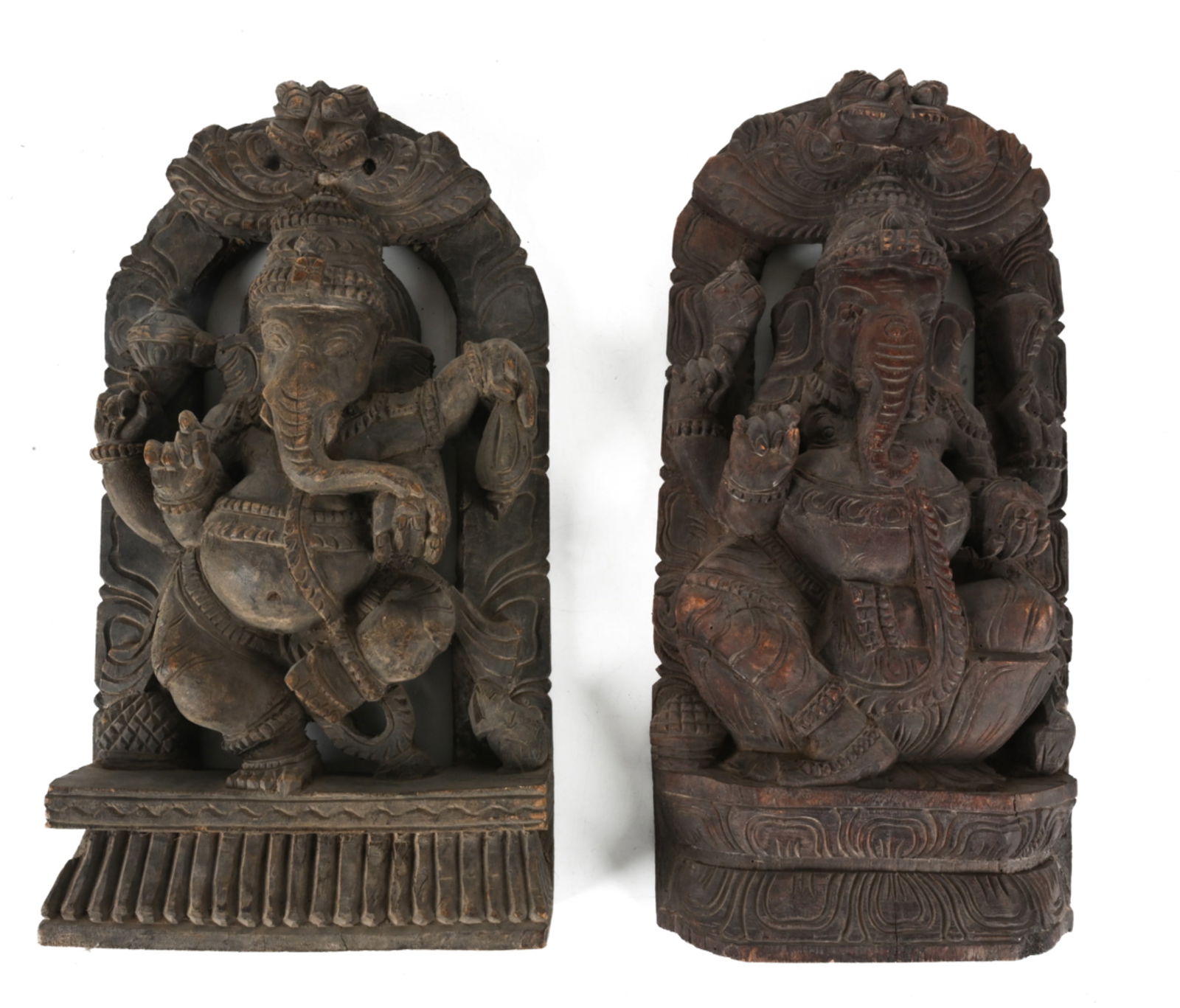 (2) INDIAN WOOD RELIEF CARVINGS DEPICTING GANESH (1 of 17)