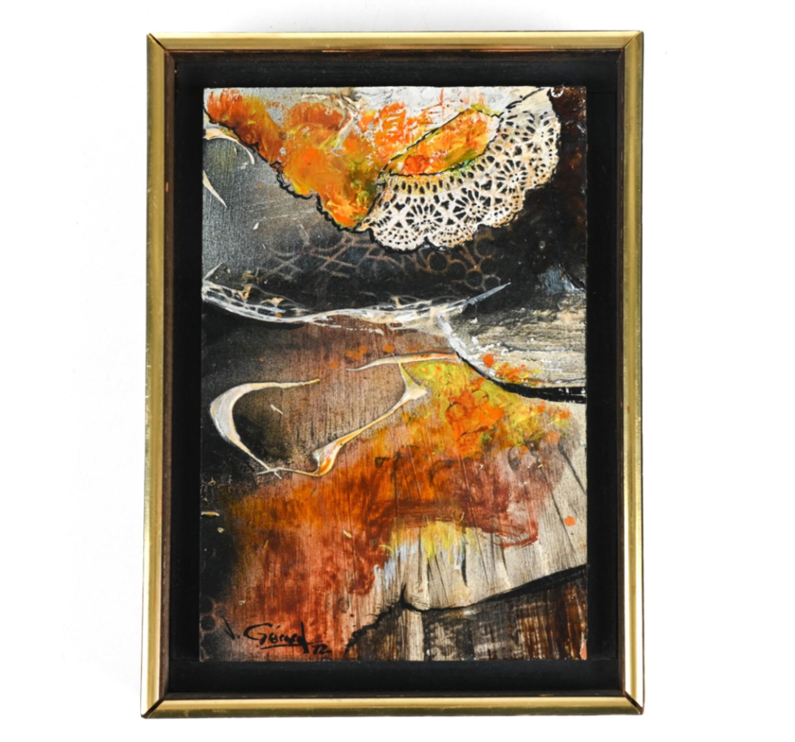 PETITE ABSTRACT MIXED MEDIA SIGNED GERARD, 1972 (1 of 8)
