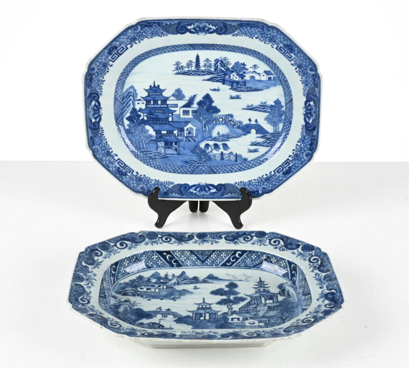 (2) CHINESE EXPORT BLUE & WHITE PORCELAIN PLATTERS (1 of 14)