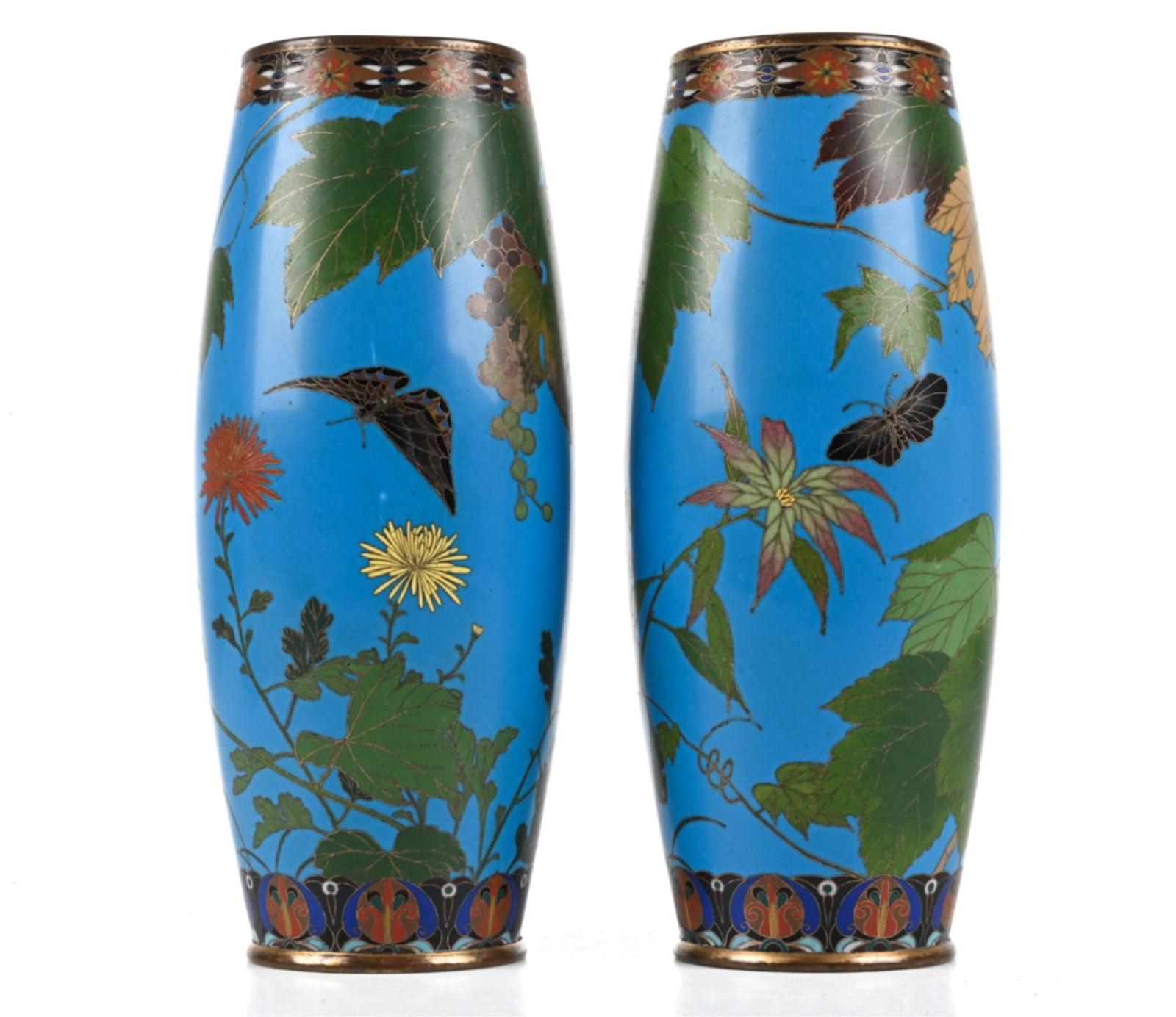 PAIR OF JAPANESE CLOISONNE ENAMEL VASES (1 of 15)
