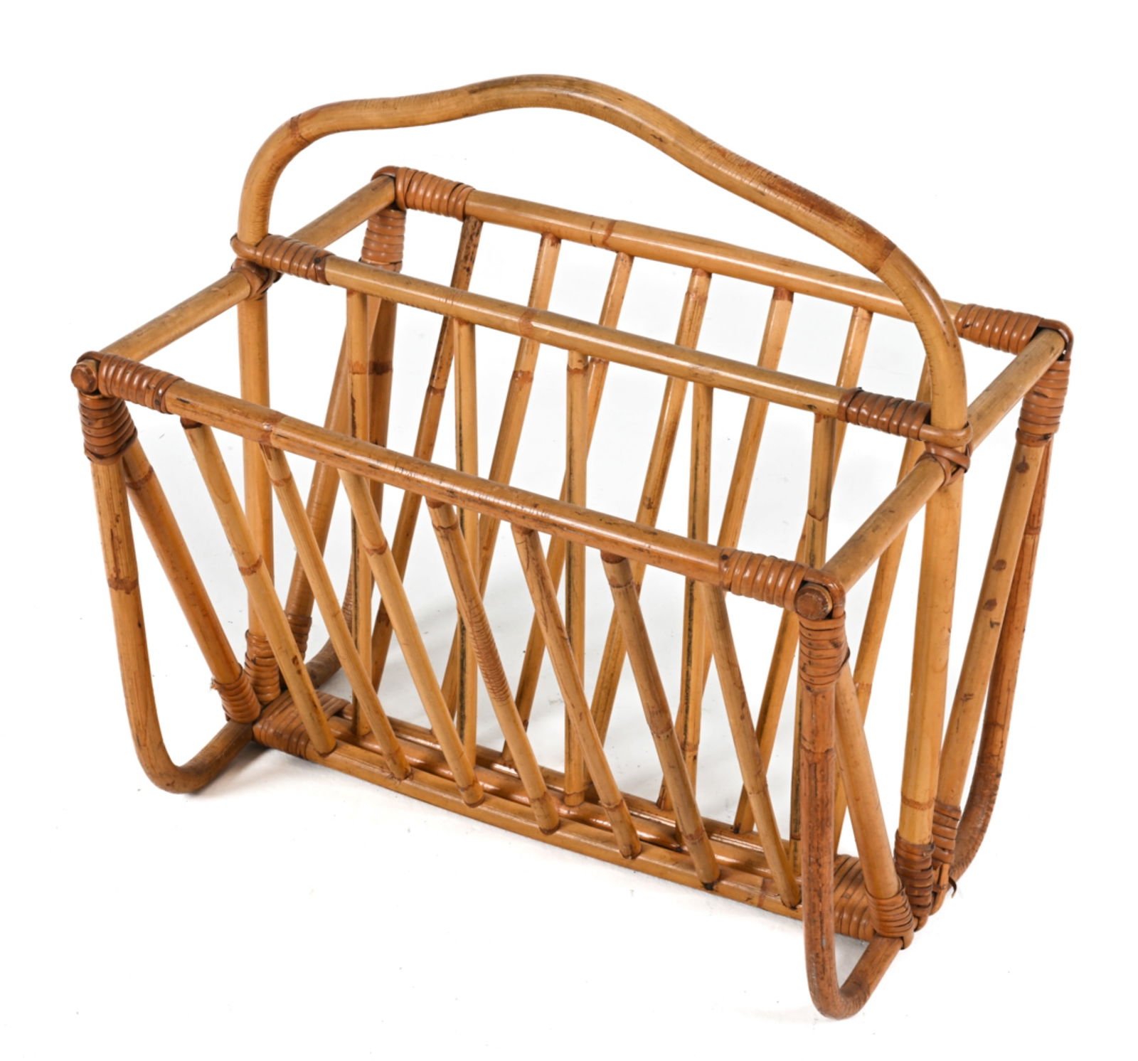 MID-CENTURY RATTAN MAGAZINE RACK (1 of 16)