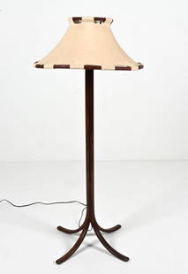 ANNA EHRNER (SWEDEN B. 1948) ANNA FLOOR LAMP: Atelje Lyktan, second half of the 20th century Dimensions: (With shade) H 55.5" x Dia. 24.5" Condition: Cord cut; will require rewiring. A few light scuffs and rubs; a few faint spots of soiling to sh