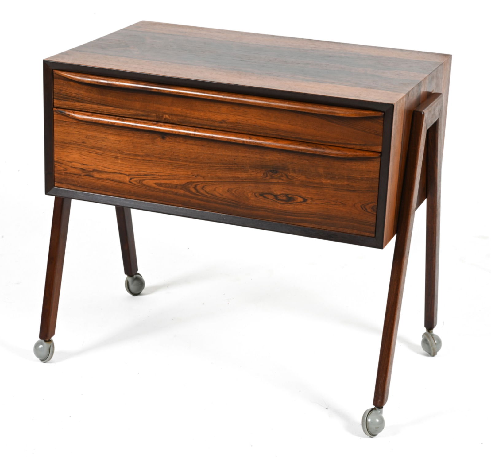 DANISH ROSEWOOD SEWING TABLE TROLLEY, 1960'S (1 of 18)