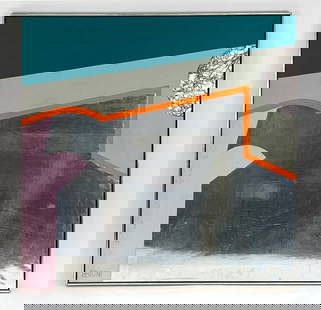 POP ART MIXED MEDIA ON CANVAS: Acrylic with foil on canvas. Signed Brioni lower left. Dimensions: (Frame) H 49" x W 49.5" Condition: Surface with dirt, scuffs, stains.