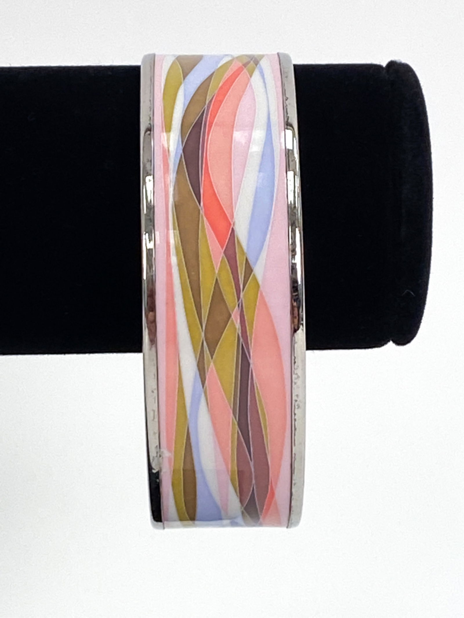 HERMES ENAMEL WAVE MOTIF BANGLE BRACELET (1 of 8)