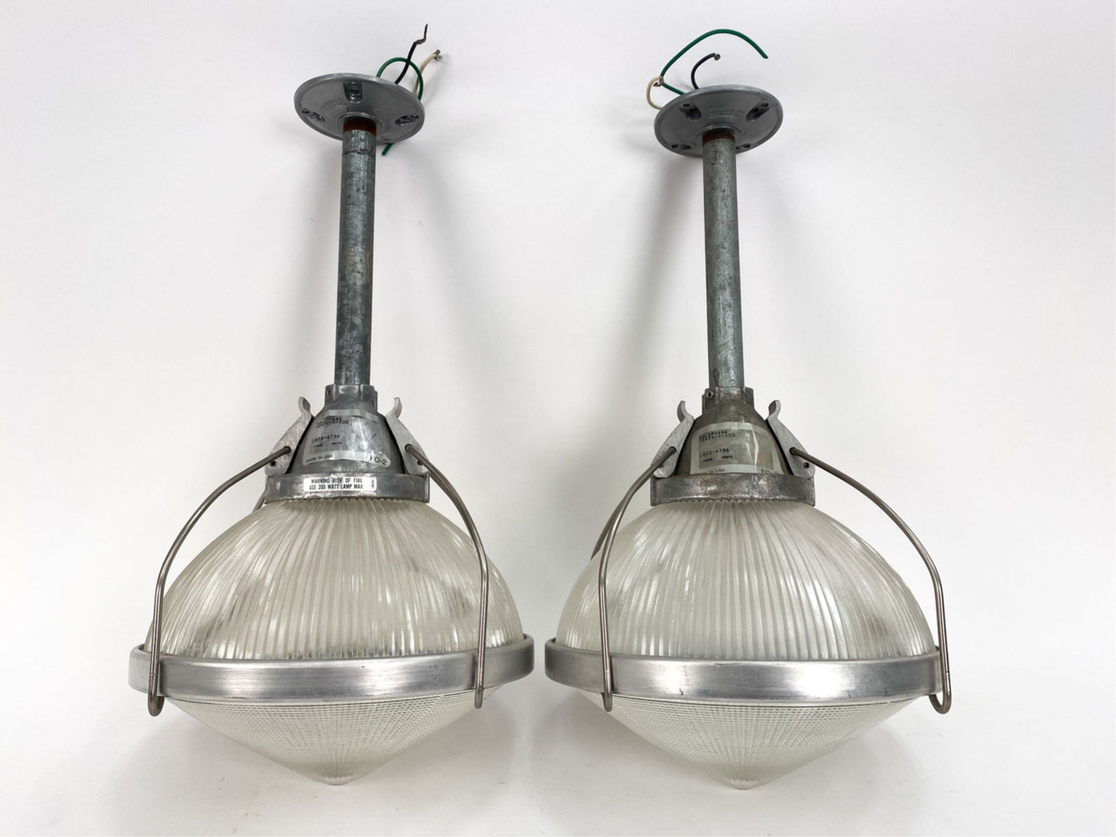 PAIR OF HOLOPHANE PENDANT LIGHT FIXTURES (1 of 10)