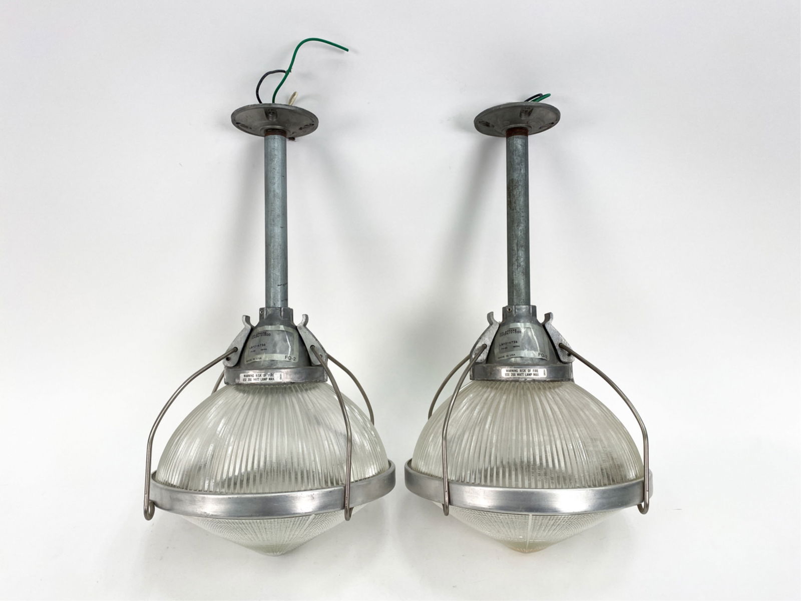PAIR OF HOLOPHANE PENDANT LIGHT FIXTURES (1 of 7)