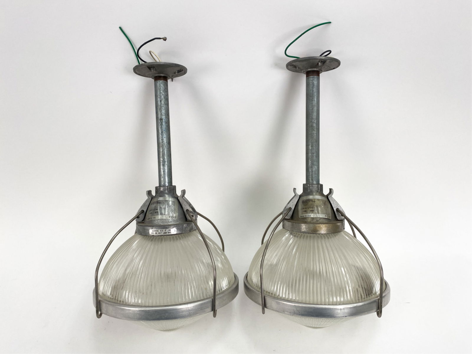 PAIR OF HOLOPHANE PENDANT LIGHT FIXTURES (1 of 8)