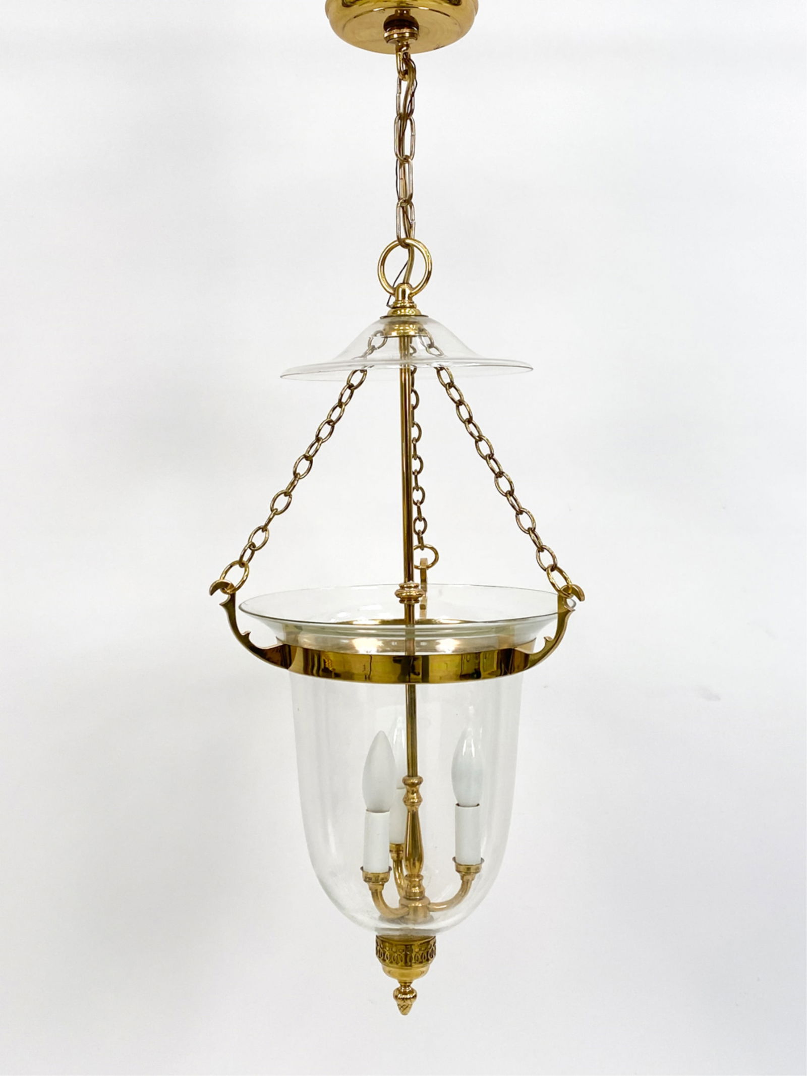 BRASS AND GLASS PENDANT LIGHT (1 of 7)