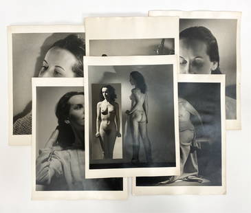 (8) CIRCA 1940S SURREALIST PHOTOGRAPHS: Photographer unknown, from NYC area. Original black and white photographs including, super imposed images. Dimensions: (Largest) H 14" x W 11" Condition: Scattered handling wear.