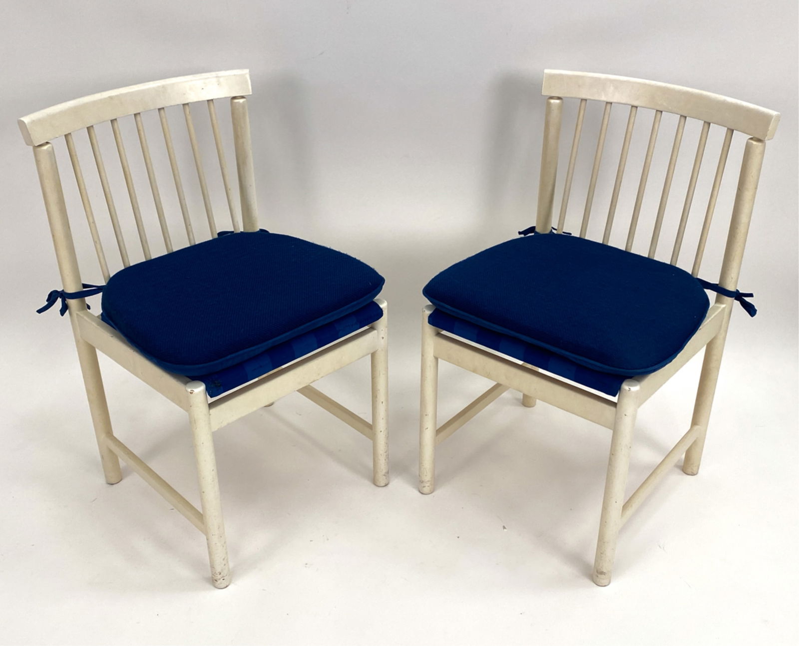 PAIR VINTAGE SCANDINAVIAN SPINDLE BACK SIDE CHAIRS (1 of 19)