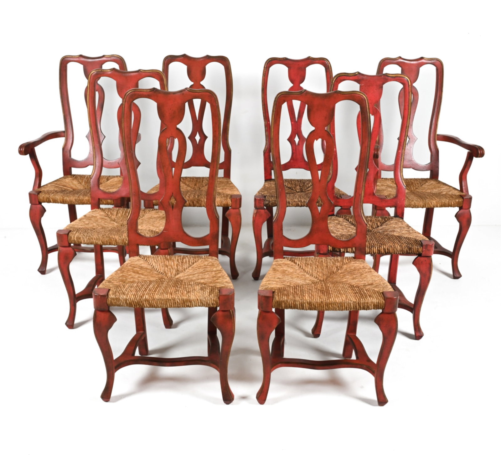 (8) FRENCH COUNTRY STYLE RUSH SEAT DINING CHAIRS (1 of 18)