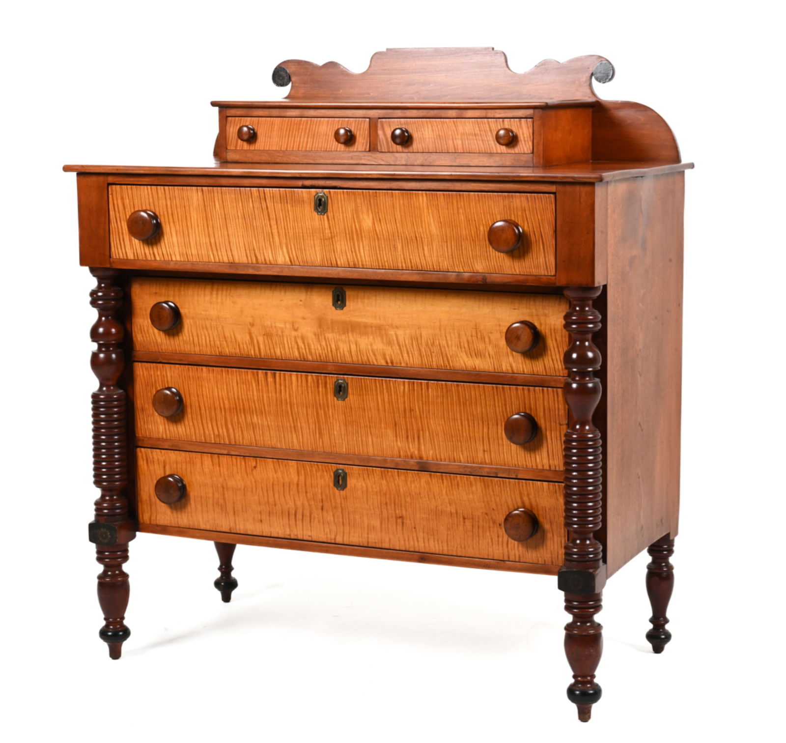 EMPIRE PERIOD TIGER MAPLE CHEST OF DRAWERS (1 of 20)