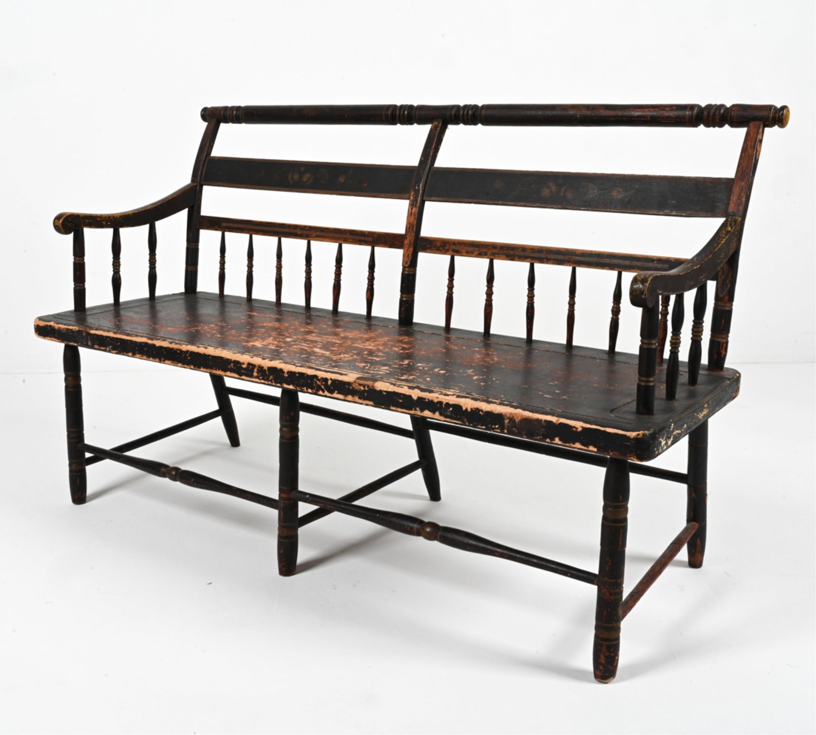 ANTIQUE GRAIN-PAINTED & STENCILED BENCH (1 of 19)