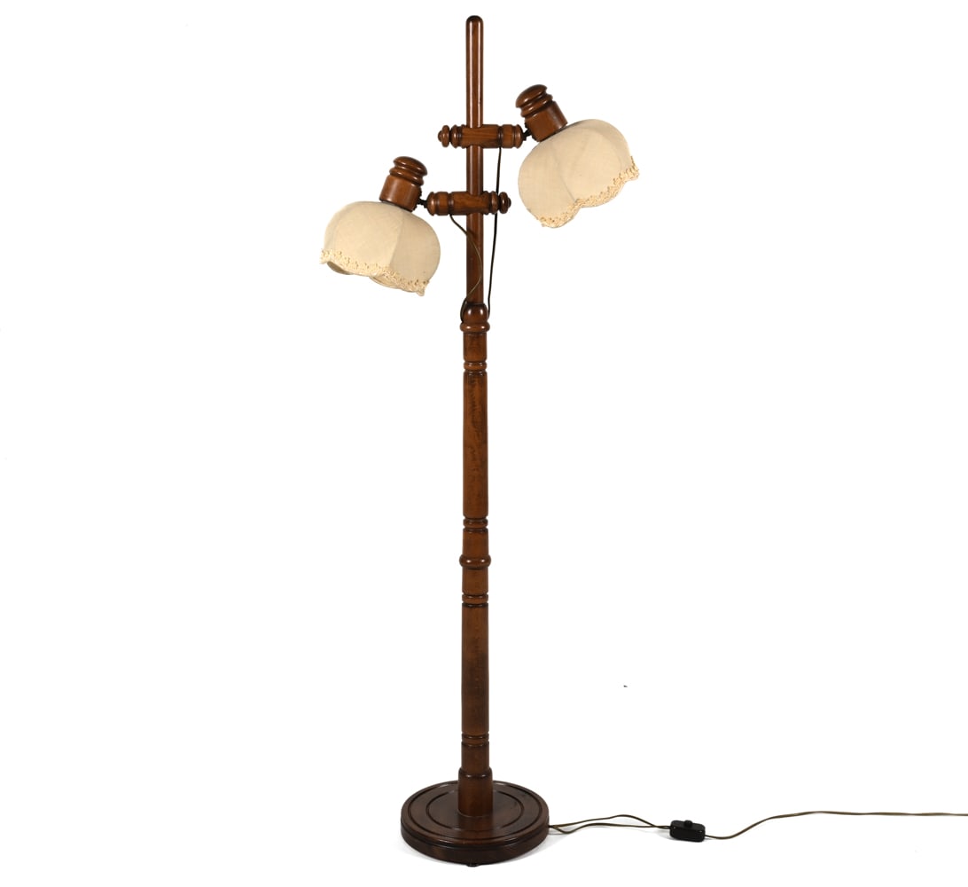 SWEDISH ADJUSTABLE 2-LIGHT BEECH FLOOR LAMP (1 of 15)