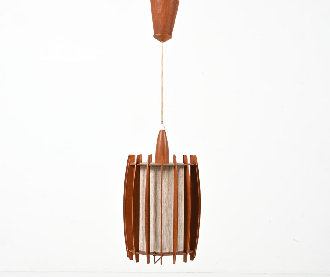 DANISH TEAK RISE & FALL LANTERN PENDANT, C. 1960'S (1 of 15)