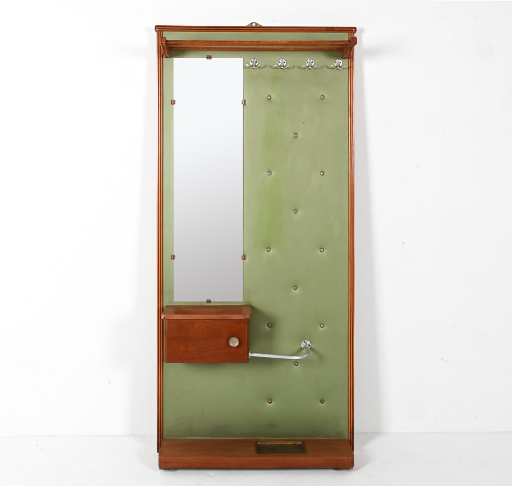 GERMAN TEAK WALL-MOUNTED HALL TREE, C. 1950'S (1 of 20)