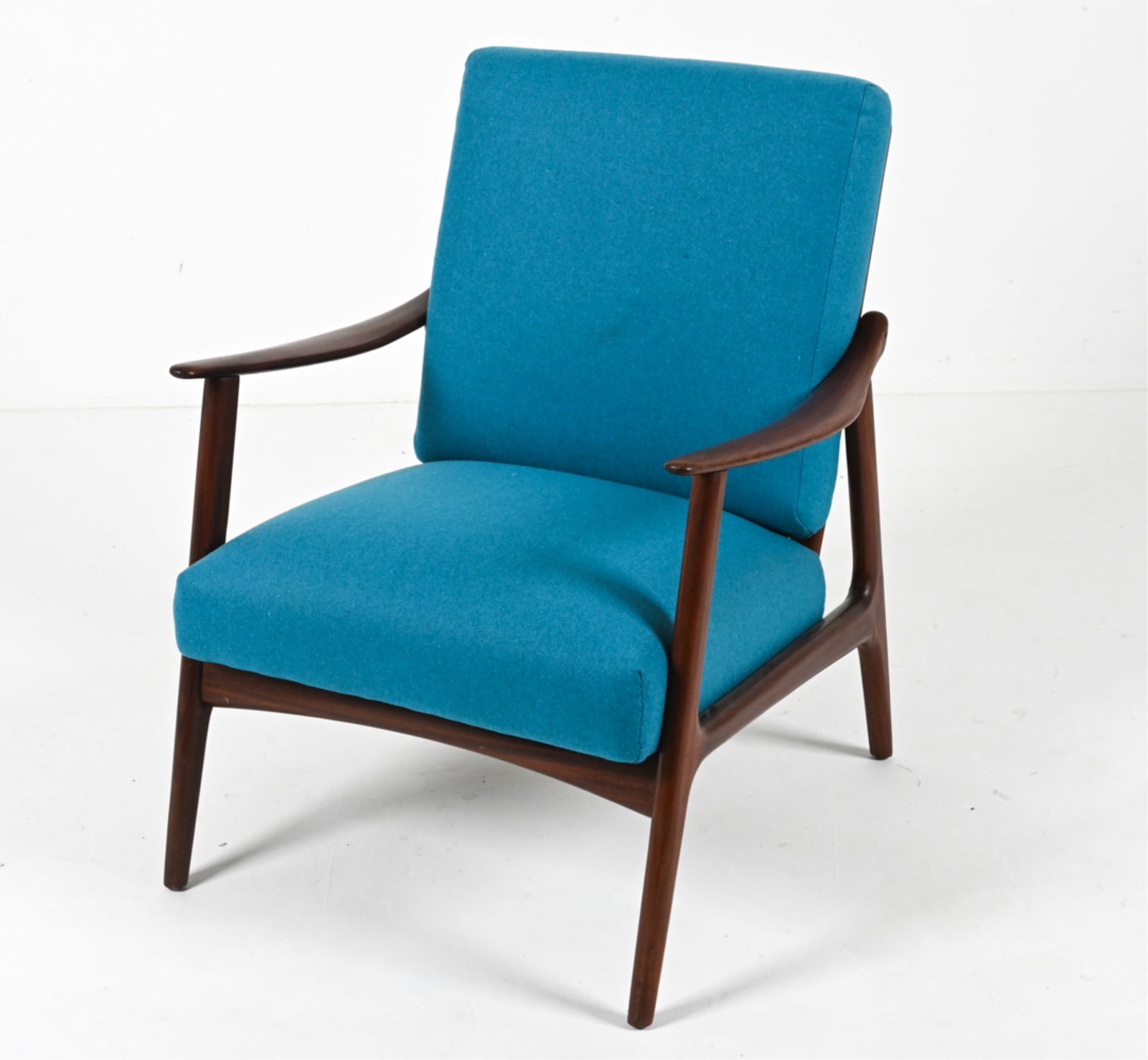 MID-CENTURY GERMAN TEAK & WOOL ARM CHAIR C. 1970S (1 of 18)