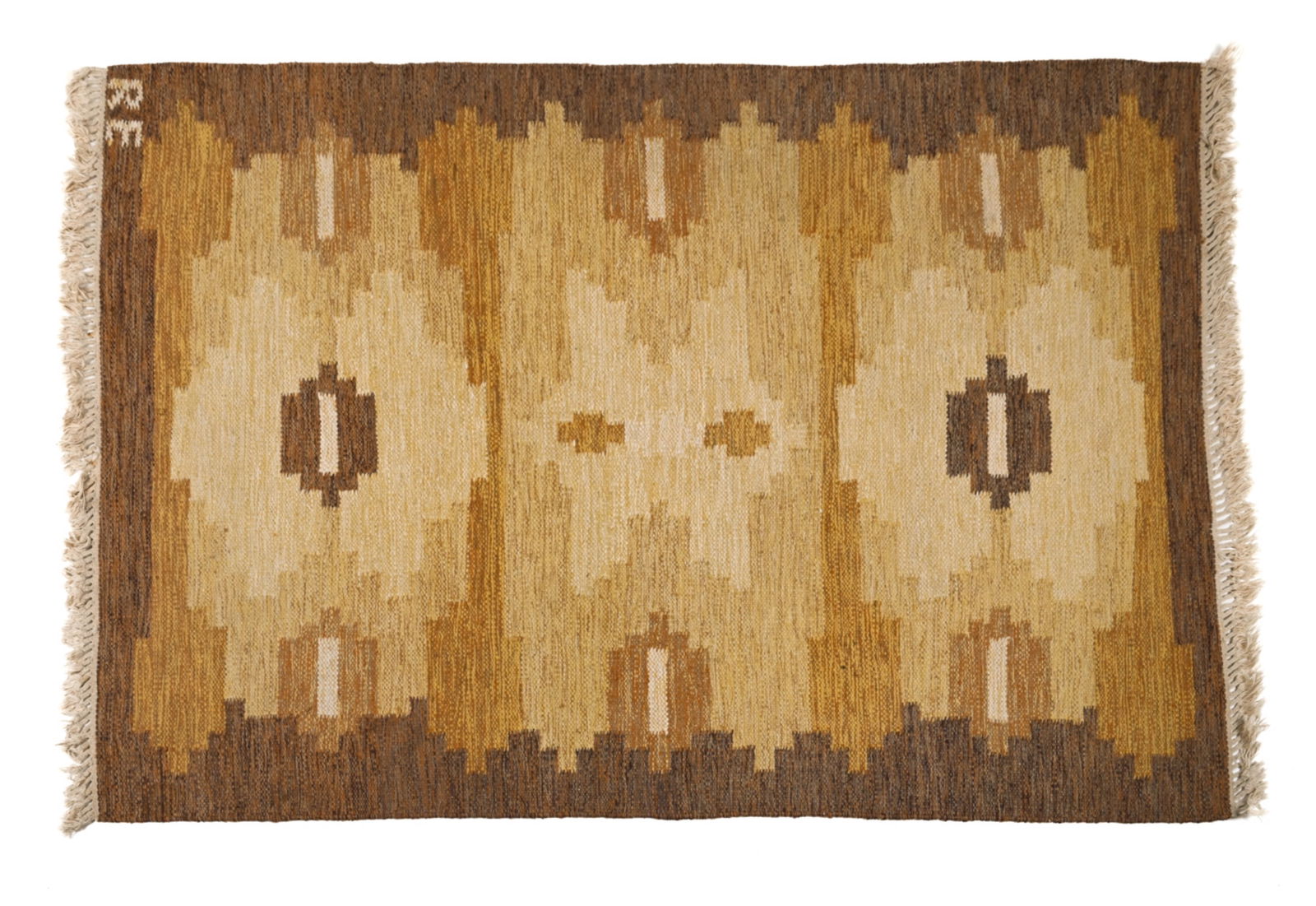 SWEDISH MID-CENTIURY FLAT-WEAVE RUG, SIGNED (1 of 8)