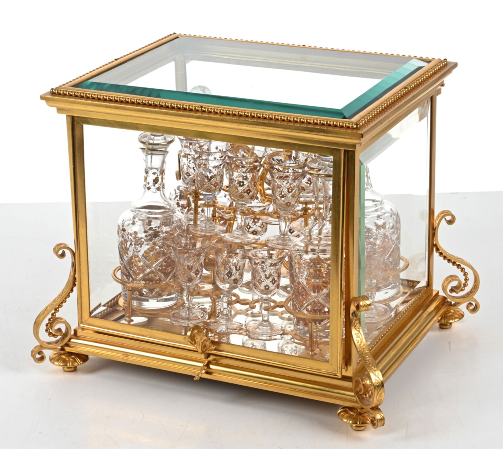 ANTIQUE FRENCH GILT BRONZE & CRYSTAL TANTALUS (1 of 20)