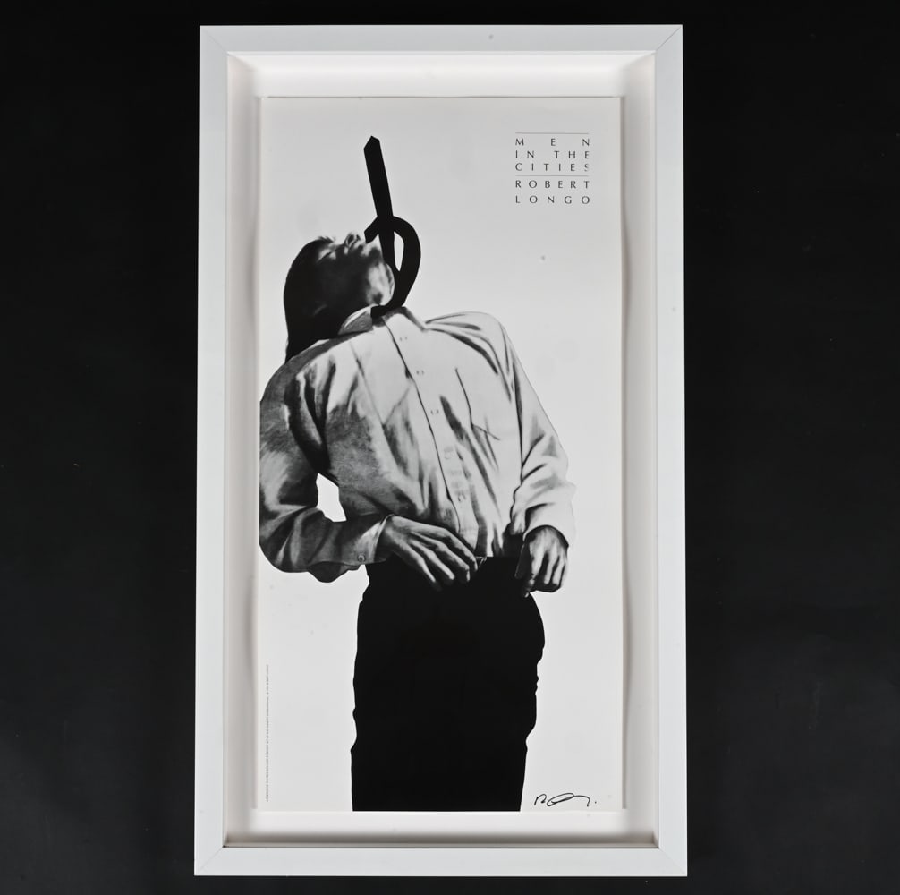 ROBERT LONGO ERIC FROM MEN IN THE CITIES, SIGNED: "Men in the Cities (Eric)". Offset lithograph, from a limited edition of 100. Signed in black felt-tipped marker lower right. Copyright 1991. Provenance: Alpha 137 Gallery. With Certificate of Guarant