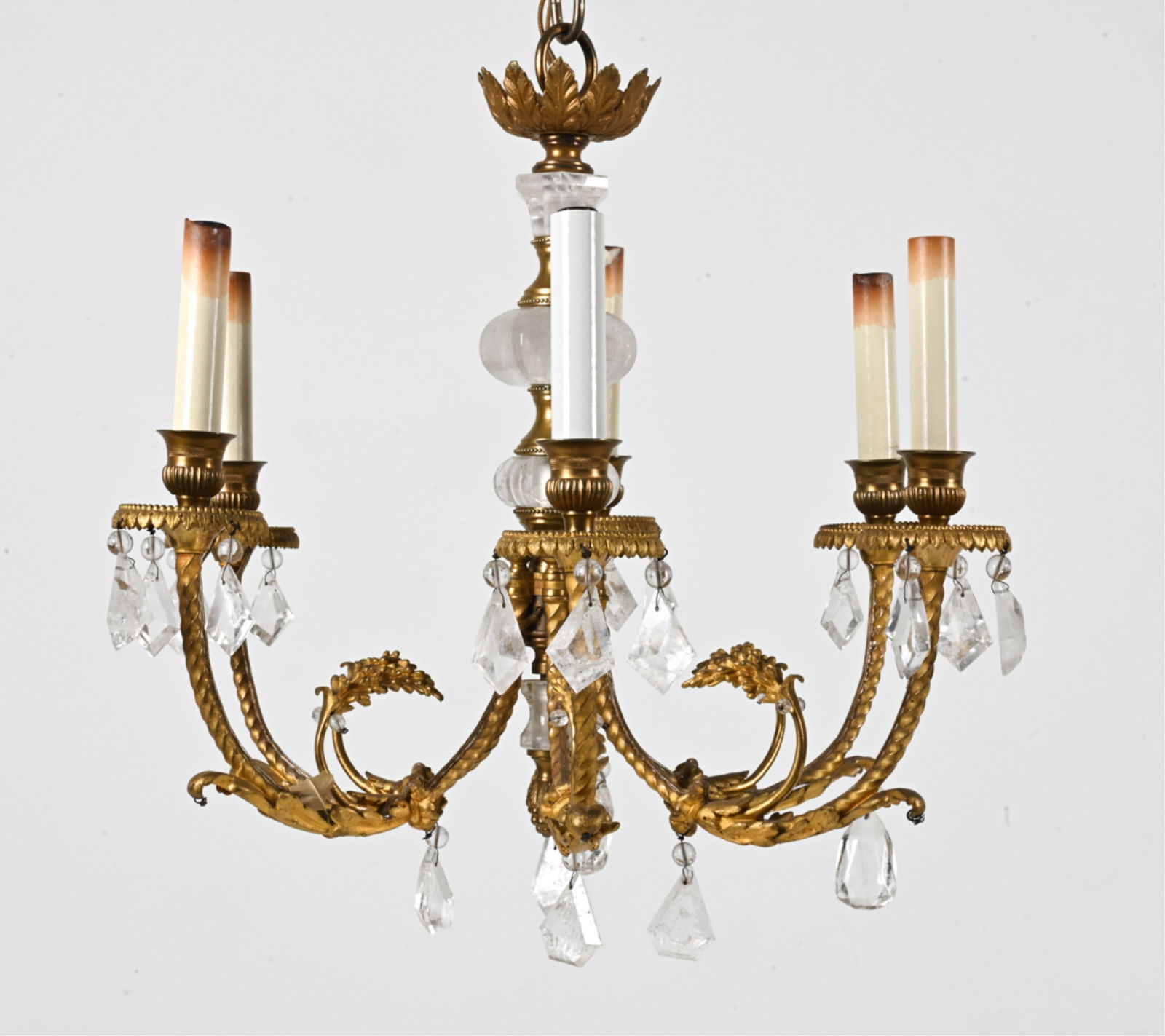 FRENCH GILT BRASS & ROCK CRYSTAL CHANDELIER (1 of 19)