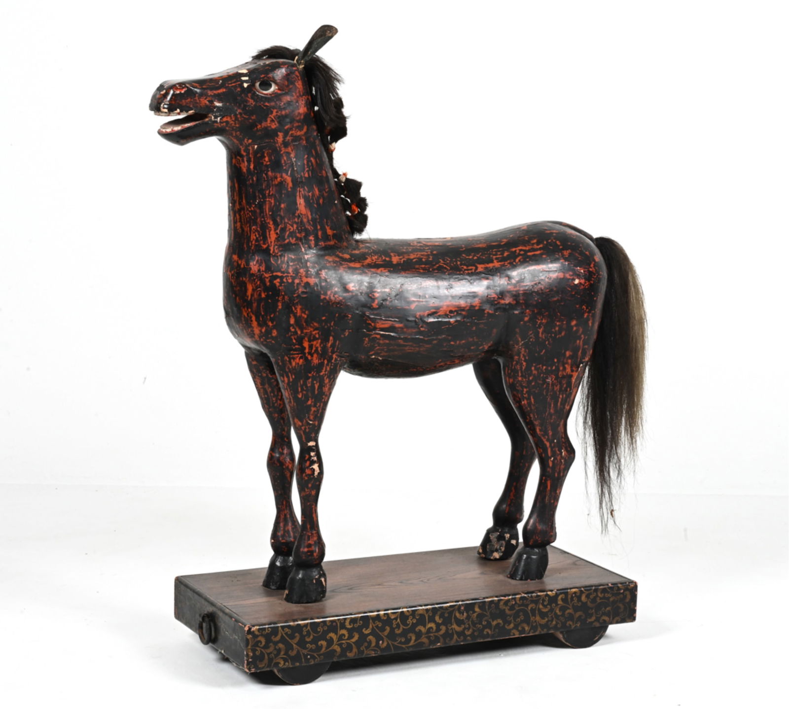 EARLY 20TH C. FOLK ART RIDE-ON HORSE PULL TOY (1 of 19)