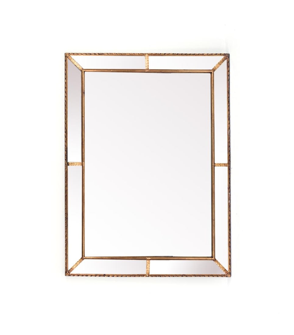 Rectangular Beveled Mirror In Gold Finish Auction