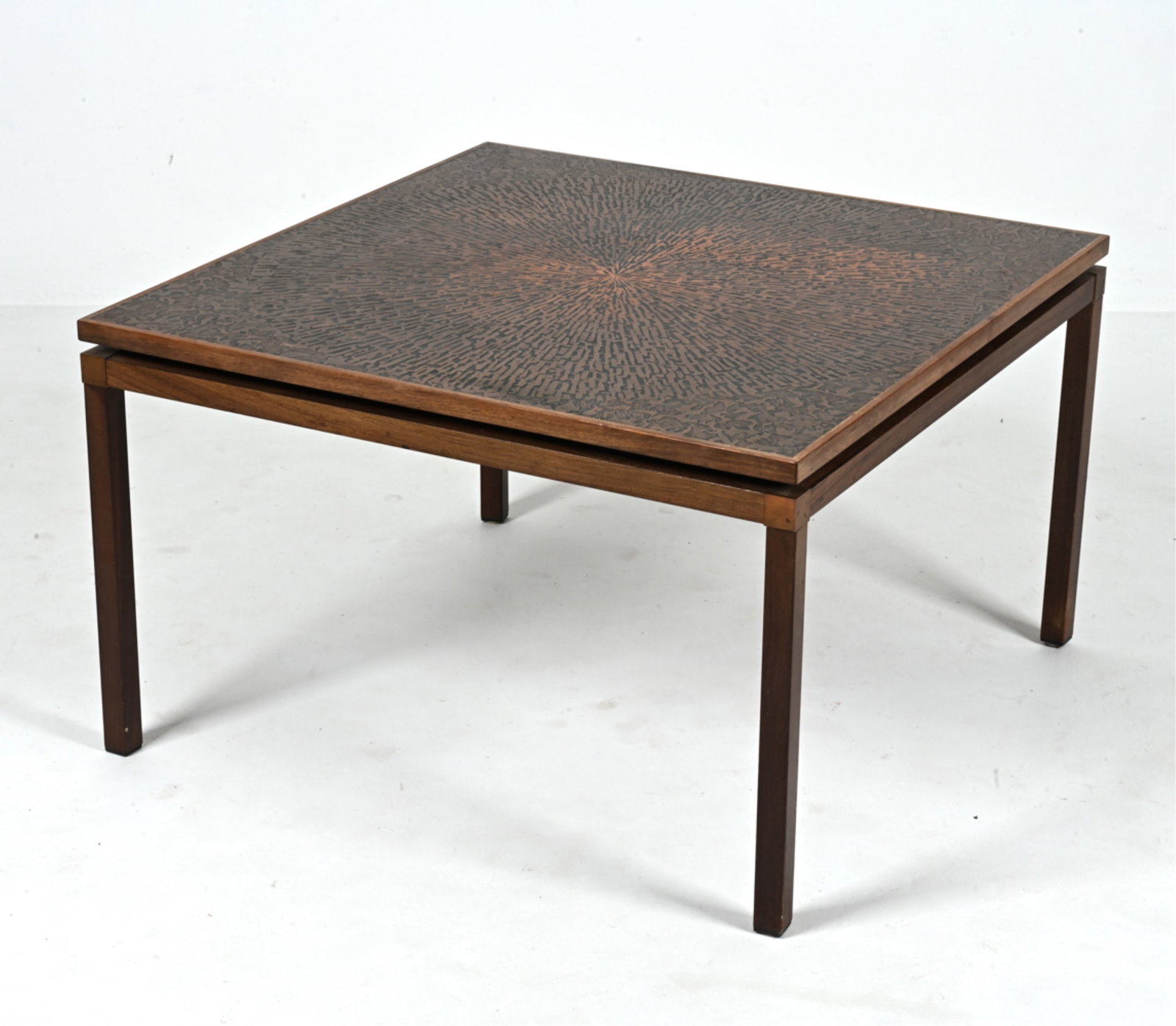 SCANDINAVIAN COPPER-INSET ROSEWOOD SOFA TABLE (1 of 17)