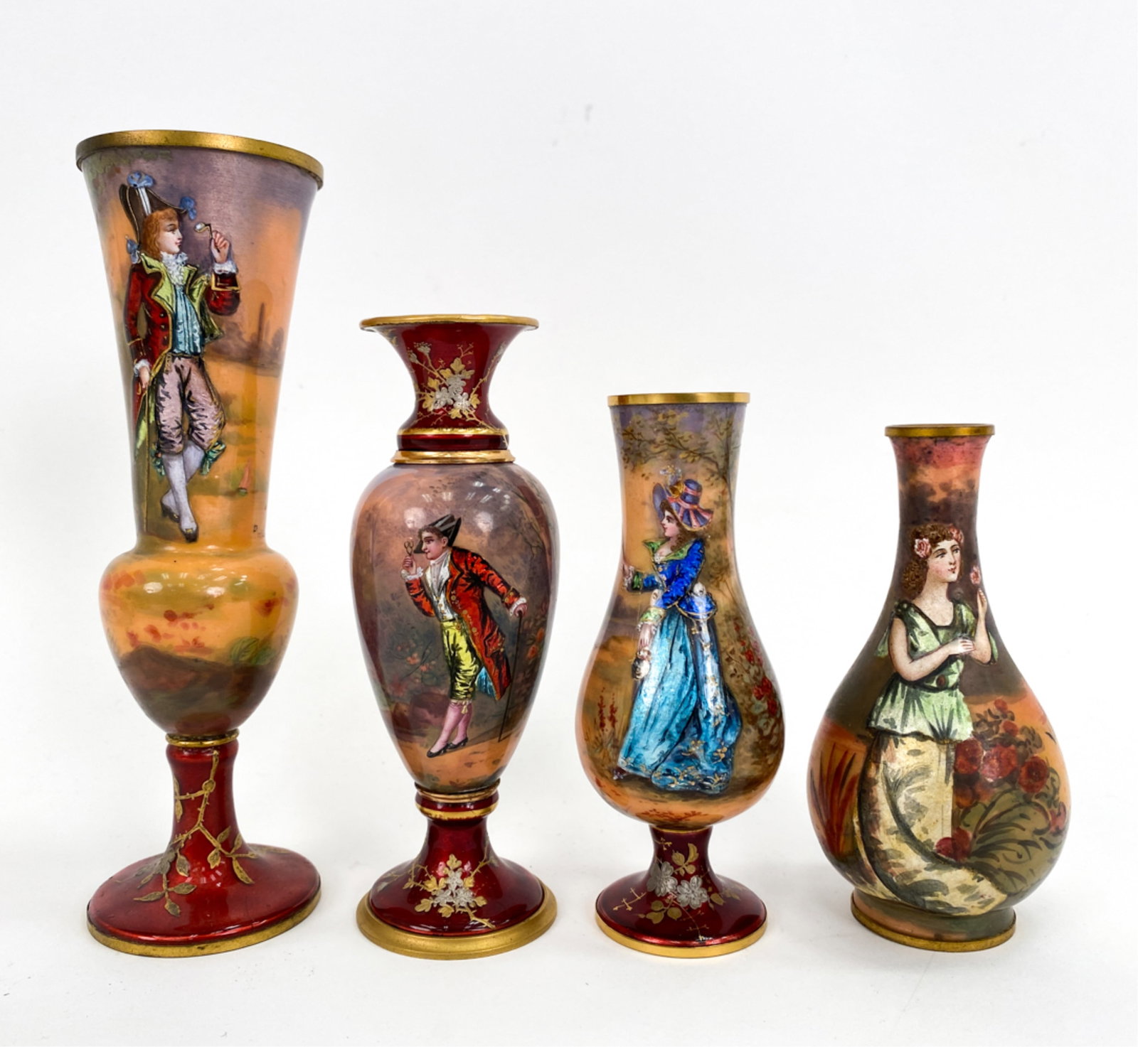 (4) ANTIQUE ENAMELED VASES INCL. AUSTRIAN (1 of 16)