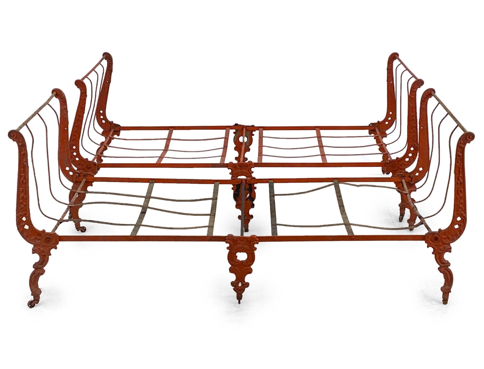 PAIR OF ANTIQUE IRON FOLDING BEDS (1 of 16)